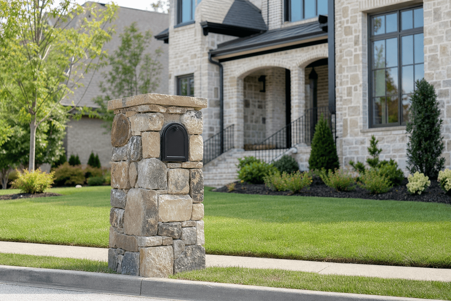 Design prototype — natural fieldstone mailbox column
